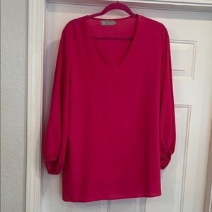 Chic Fuchsia V-Neck Blouse/tunic
